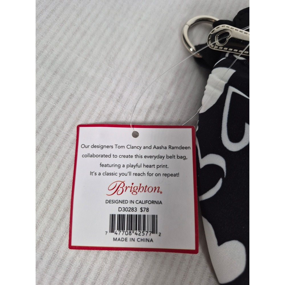 Brighton Endless Love Belt Bag Tom Clancy Heart Print Black White D30283 NEW - Picture 6 of 12
